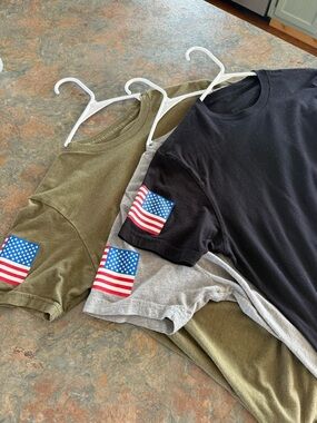 Grunt Style Short Sleeve bundle with American Flag Patch - Black, Olive, Gray